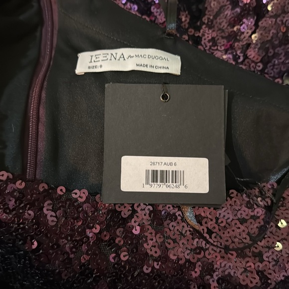 NWT | Mac Duggal 26717 Aubergine Purple Sequined One Shoulder Sleeve Gown Size 6 - Picture 9 of 14